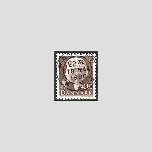 FRIMRKER DANMARK | 1979 - AFA 677 - Dronning Margrethe - 110 re brun - Pragt Stemplet