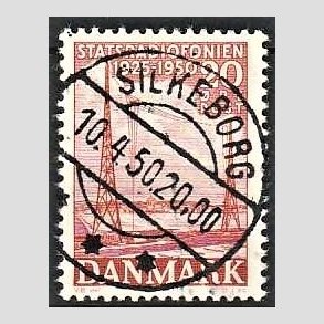 FRIM�RKER DANMARK | 1950 - AFA 317 - Statsradiofonien 25 �r - 20 �re r�d - Pragt Stemplet Silkeborg
