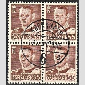 FRIMRKER DANMARK | 1951 - AFA 327 - Fr. IX 55 re brun i 4-blok - Lux Stemplet