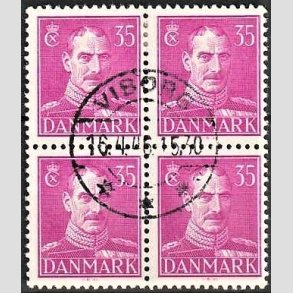 FRIMRKER DANMARK | 1942-44 - AFA 279a - Chr. X 35 re anilinrd i 4-blok - Lux Stemplet