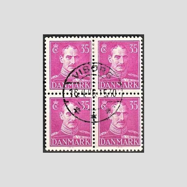 FRIMRKER DANMARK | 1942-44 - AFA 279a - Chr. X 35 re anilinrd i 4-blok - Lux Stemplet