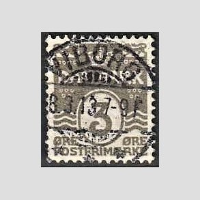 FRIM�RKER DANMARK | 1905-06 - AFA 44 - B�lgelinie 3 �re gr� - Lux Stemplet Viborg
