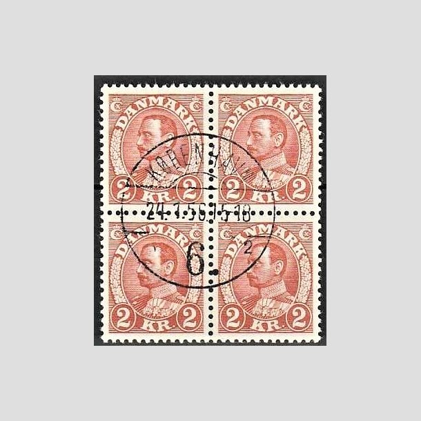 FRIMRKER DANMARK | 1934 - AFA 212 - Chr. X 2 Kr. brunrd i 4-blok - Pragt Stemplet