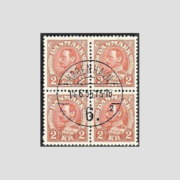 FRIMRKER DANMARK | 1934 - AFA 212 - Chr. X 2 Kr. brunrd i 4-blok - Pragt Stemplet