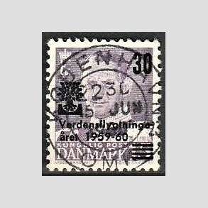 FRIMRKER DANMARK | 1960 - AFA 380 - Verdensflygtningeret Fr. IX 30/15 re violet - Lux Stemplet 
