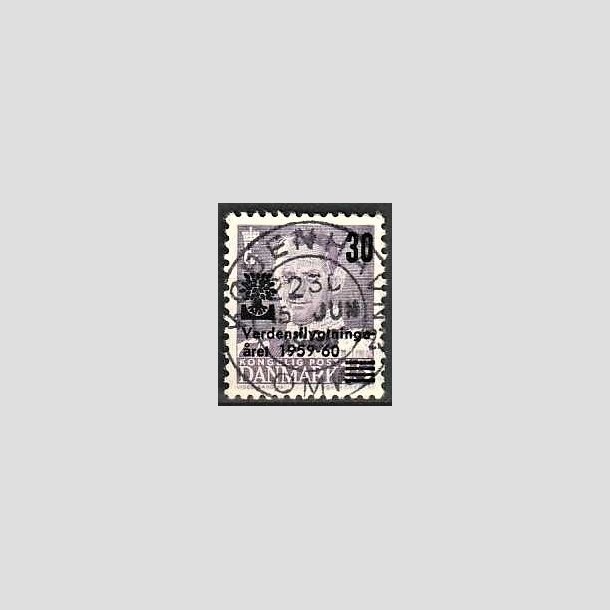 FRIMRKER DANMARK | 1960 - AFA 380 - Verdensflygtningeret Fr. IX 30/15 re violet - Lux Stemplet "KBENHAVN"