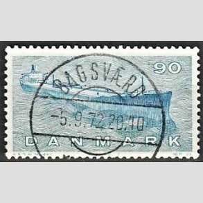 FRIM�RKER DANMARK | 1970 - AFA 506 - Dansk Skibsfart - 90 �re bl�gr�n/bl� - Pragt Stemplet
