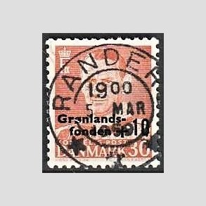 FRIMRKER DANMARK | 1958 - AFA 373 - Grnlandsfonden - +10/30 re rd - Pragt Stemplet