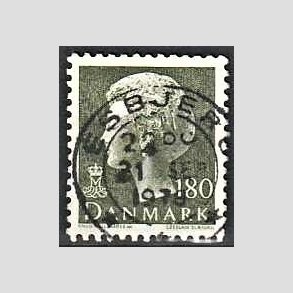 FRIMRKER DANMARK | 1977 - AFA 647 - Dronning Margrethe - 180 re sortgrn - Pragt Stemplet