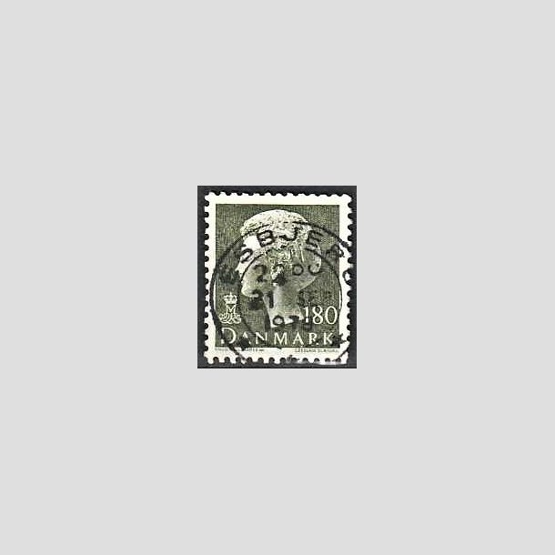FRIMRKER DANMARK | 1977 - AFA 647 - Dronning Margrethe - 180 re sortgrn - Pragt Stemplet