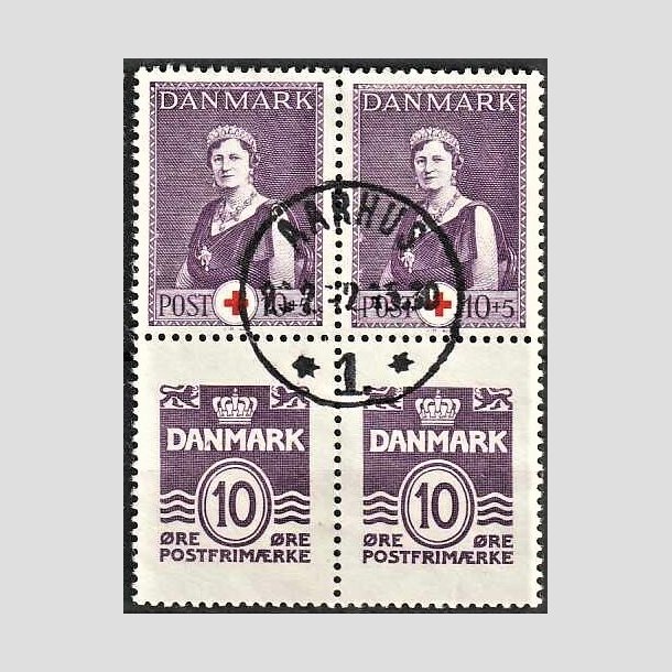 FRIMRKER DANMARK | 1940 - AFA 252,266 - Dronning Alexandrine Rde Kors - 10 + 5 re violet/rd + 10 re violet i blok - Lux Stemplet