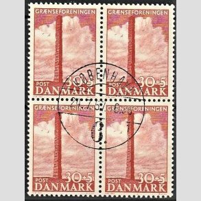 FRIMRKER DANMARK | 1953 - AFA 345 - Skamlingsbanken - 30 + 5 re rd i 4-blok - Pragt Stemplet