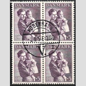 FRIMRKER DANMARK | 1941 - AFA 268 - Magrethe 1 r - 10 + 5 re violet i 4-blok - Lux Stemplet