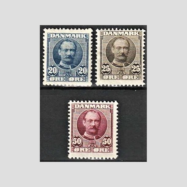 FRIMRKER DANMARK | 1907 - AFA 56,57,58 - Frederik VIII 20,25,50 re - Ubrugt