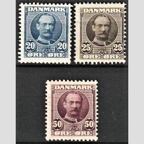 FRIMRKER DANMARK | 1907 - AFA 56,57,58 - Frederik VIII 20,25,50 re - Ubrugt