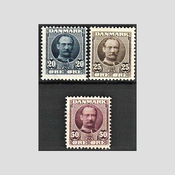 FRIMRKER DANMARK | 1907 - AFA 56,57,58 - Frederik VIII 20,25,50 re - Ubrugt