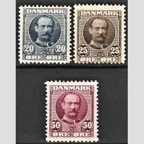 FRIMRKER DANMARK | 1907 - AFA 56,57,58 - Frederik VIII 20,25,50 re - Ubrugt