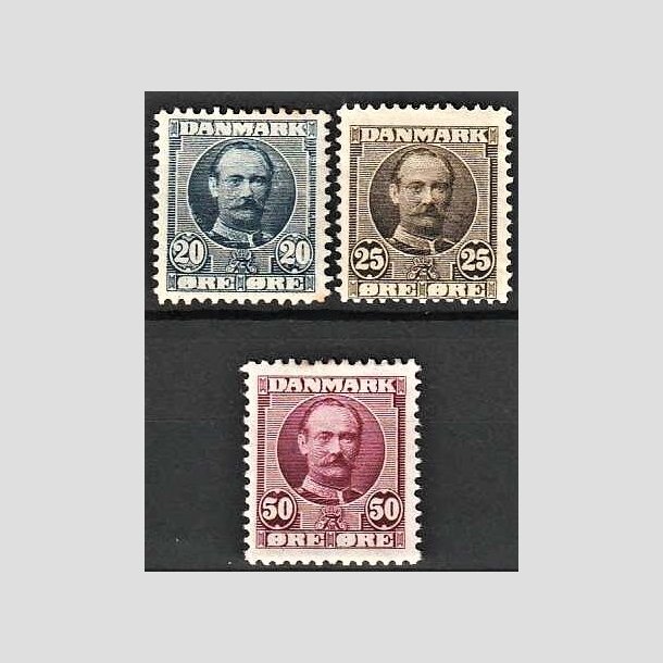 FRIMRKER DANMARK | 1907 - AFA 56,57,58 - Frederik VIII 20,25,50 re - Ubrugt
