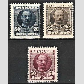 FRIM�RKER DANMARK | 1907 - AFA 56,57,58 - Frederik VIII 20,25,50 �re - Ubrugt