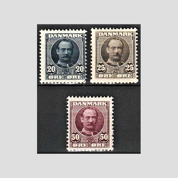 FRIMRKER DANMARK | 1907 - AFA 56,57,58 - Frederik VIII 20,25,50 re - Ubrugt