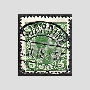 FRIMRKER DANMARK | 1913 - AFA 68 - Chr. X 5 re grn - Pragt Stemplet 