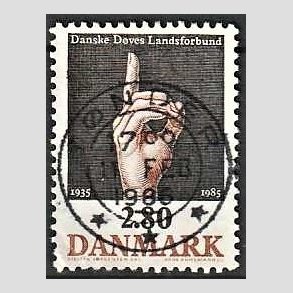 FRIM�RKER DANMARK | 1985 - AFA 844 - D�ves Landsforbund 50 �r - 2,80 Kr. flerfarvet - Pragt Stemplet T�nder