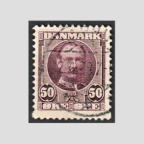 FRIM�RKER DANMARK | 1907 - AFA 58 - Frederik VIII 50 �re r�dlilla - Stemplet