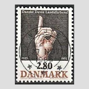 FRIM�RKER DANMARK | 1985 - AFA 844 - D�ves Landsforbund 50 �r - 2,80 Kr. flerfarvet - Pragt Stemplet