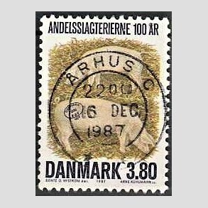 FRIM�RKER DANMARK | 1987 - AFA 886 - Danske Andelsslagterier 100 �r - 3,80 Kr. flerfarvet - Pragt Stemplet