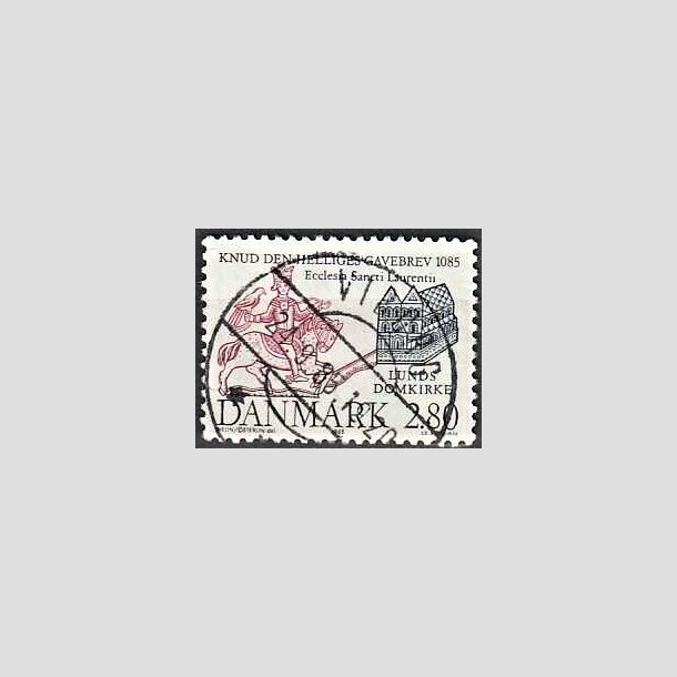 FRIMRKER DANMARK | 1985 - AFA 834 - Domkirken i Lund - 2,80 Kr. mrkbl/lilla - Lux Stemplet