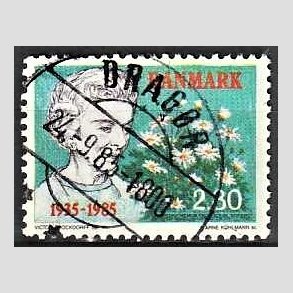 FRIM�RKER DANMARK | 1985 - AFA 832 - Dronning Ingrid 50 �ret - 2,80 Kr. flerfarvet - Pragt Stemplet Drag�r
