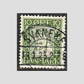 FRIM�RKER DANMARK | 1924 - AFA 133 - Postjubil�um 10 �re gr�n - Lux Stemplet 