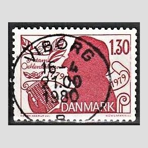 FRIM�RKER DANMARK | 1979 - AFA 690 - Adam Oehlenschl�ger - 1,30 Kr. r�d - Pragt Stemplet