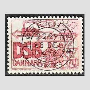 FRIM�RKER DANMARK | 1972 - AFA 525 - D.S.B 125 �r - 70 �re r�d - Pragt Stemplet
