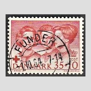 FRIMRKER DANMARK | 1964 - AFA 424F - Dansk Rde Kors - 35 + 10 re rd - Pragt Stemplet Funder