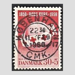 FRIMRKER DANMARK | 1959 - AFA 378 - Rde Kors - 30 + 5 re rd - Pragt Stemplet