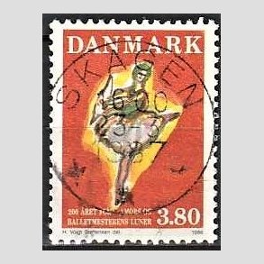 FRIM�RKER DANMARK | 1986 - AFA 873 - Balletten Amors luner - 3,80 Kr. flerfarvet - Pragt Stemplet Skagen