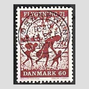 FRIM�RKER DANMARK | 1971 - AFA 511 - Flygtning 71 - 60 �re brunkarmin - Pragt Stemplet