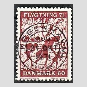 FRIM�RKER DANMARK | 1971 - AFA 511 - Flygtning 71 - 60 �re brunkarmin - Pragt Stemplet