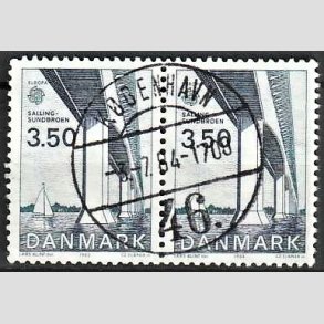 FRIMRKER DANMARK | 1983 - AFA 779 - EU Bygningskunst - 3,50 Kr. bl/grnbl i par - Pragt Stemplet