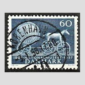 FRIM�RKER DANMARK | 1957 - AFA 371 - Nationalmuseets 150 �r - 60 �re bl� - Pragt Stemplet