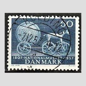 FRIM�RKER DANMARK | 1957 - AFA 371 - Nationalmuseets 150 �r - 60 �re bl� - Pragt Stemplet Kolding