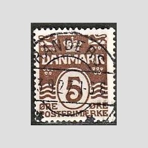 FRIM�RKER DANMARK | 1921-22 - AFA 122 - B�lgelinie 5 �re brun - Lux Stemplet