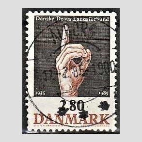 FRIM�RKER DANMARK | 1985 - AFA 844 - D�ves Landsforbund 50 �r - 2,80 Kr. flerfarvet - Pragt Stemplet