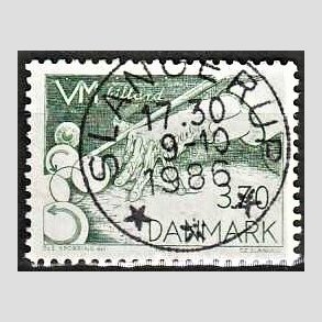 FRIM�RKER DANMARK | 1984 - AFA 797 - WM i billard - 3,70 Kr. gr�n - Pragt Stemplet Slangerup