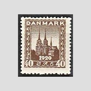 FRIM�RKER DANMARK | 1920-21 - AFA 114 - Genforening 40 �re brun - Postfrisk