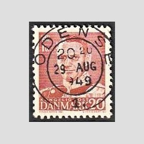 FRIMRKER DANMARK | 1948-50 - AFA 307 - Fr. IX 20 re rd - Pragt Stemplet Odense