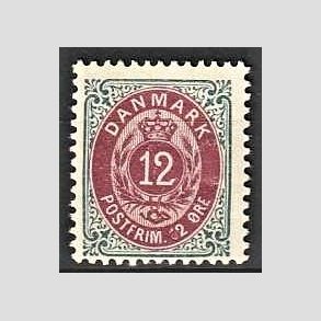FRIM�RKER DANMARK | 1895 - AFA 26B - 12 �re gr�/r�dlilla - Ubrugt
