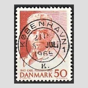 FRIM�RKER DANMARK | 1965 - AFA 435 - Komponist Carl Nielsen - 30 �re oranger�d - Pragt Stemplet