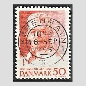 FRIM�RKER DANMARK | 1965 - AFA 435 - Komponist Carl Nielsen - 30 �re oranger�d - Pragt Stemplet